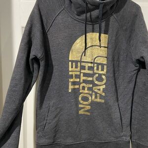 The North Face Gray Hoodie with Gold Logo